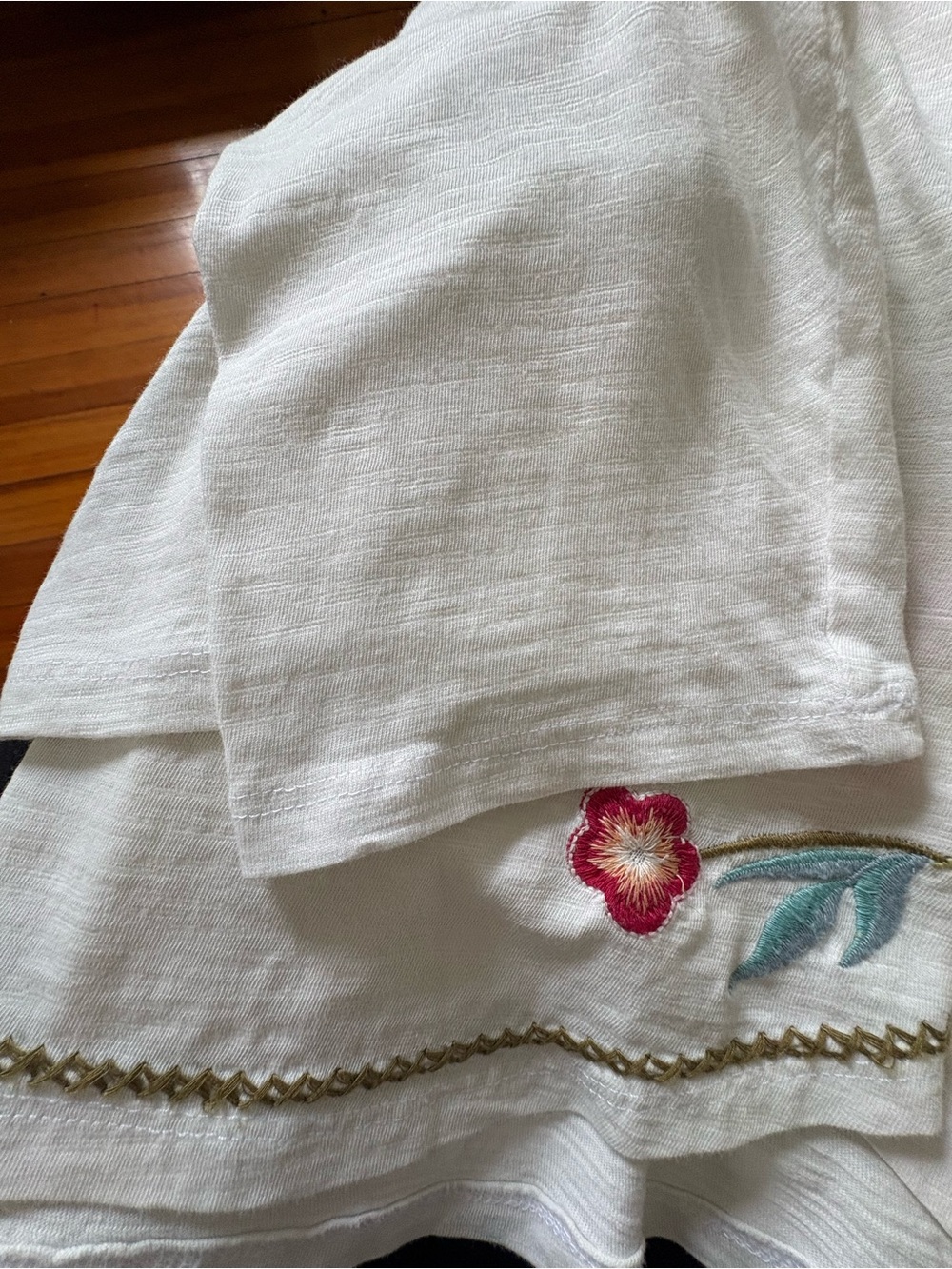 Sundance Floral Embroidered Boho 3/4 Sleeve Peasant Top. Large. Ivory Festival - Picture 10 of 11
